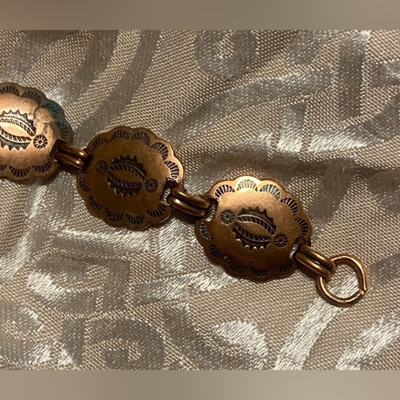 MAKE AN OFFER 🍒 Vintage Copper Concha Panel Bracelet #9197 - Picture 4 of 11